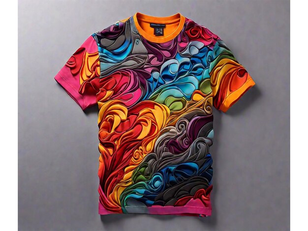 Free Photo Tshirts New Collection vibrant and eyecatching with colorful abstract painting