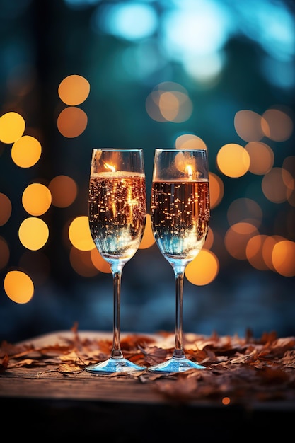 free photo of two champagne glasses on white a fireworks background