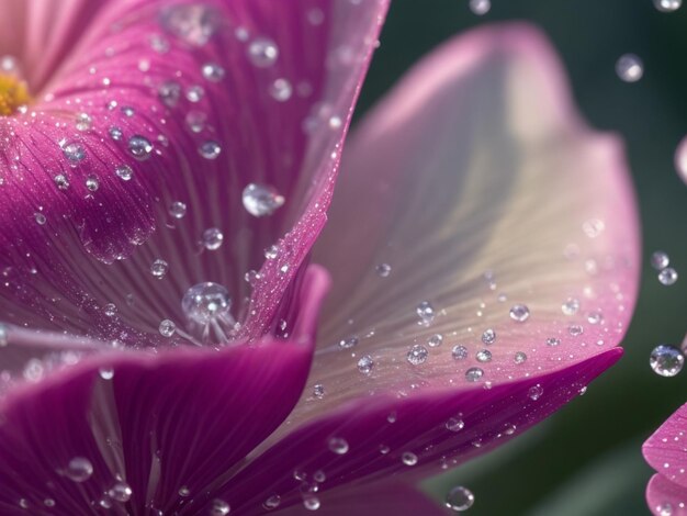 free photo of UHD floral closeup hyperreal water droplets petal textures generated ai