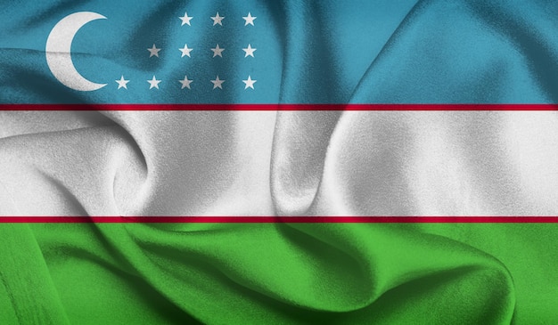 Free photo of Uzbekistan flag with fabric texture