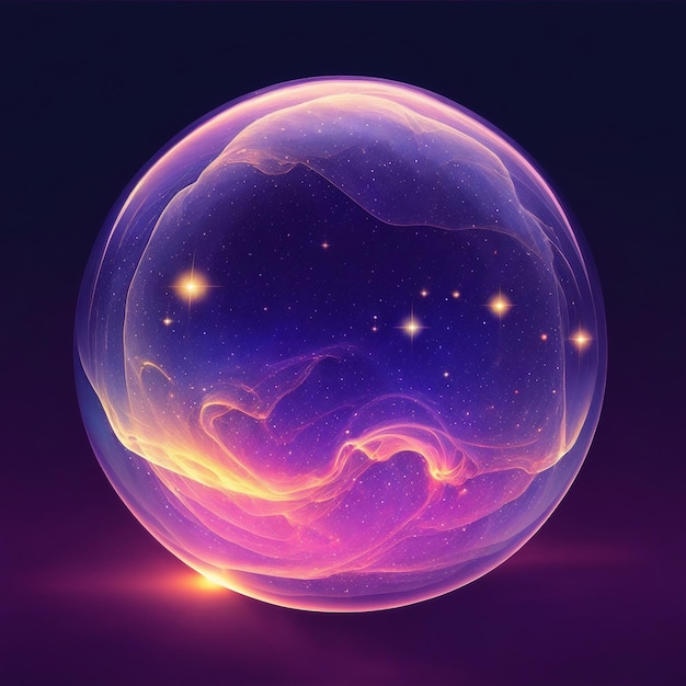 Free photo Vector illustration of a galaxy inside a sphere