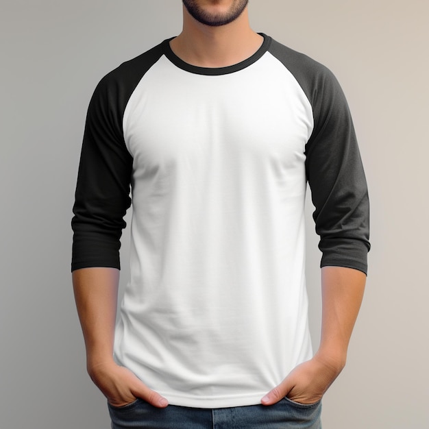 Free photo white tshirt with black sleeves