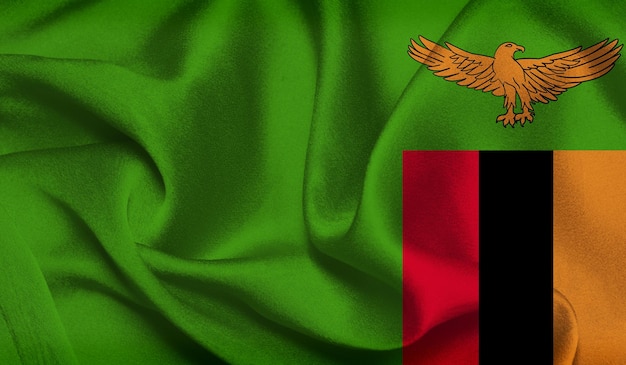 生地のテクスチャを持つザンビアの国旗の無料写真