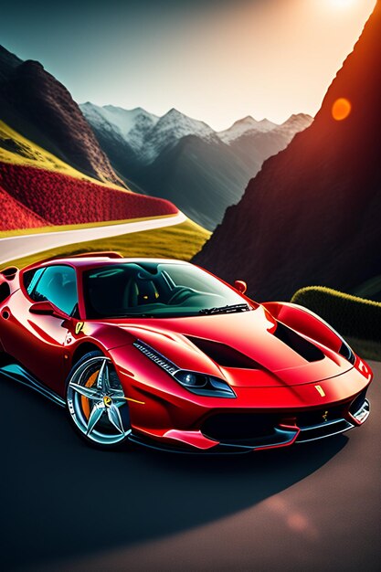 Foto foto gratuite 3d auto di lusso con sfondo colorato