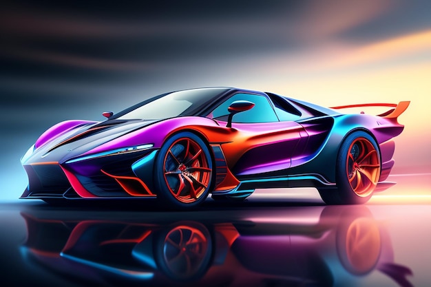 Free Photos 3D Luxury Car with Colorful Background