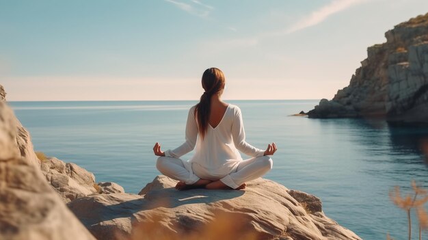 Foto foto gratuite yoga e meditazione cielo colorato alba sfondo paesaggio ia generativa