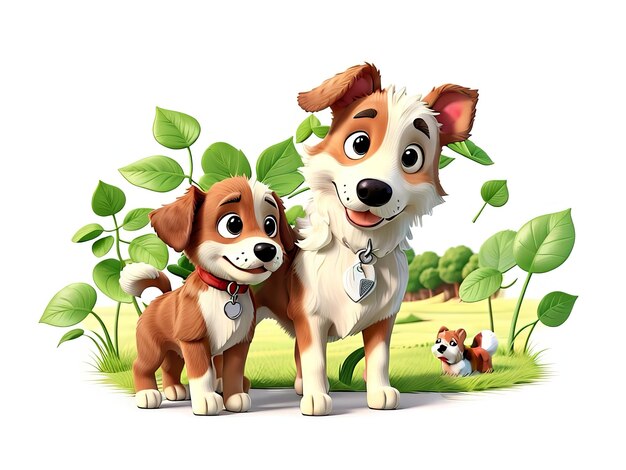 Free A Playful Illustration Adorable Cartoon Dog in Vibrant Green Generative AI