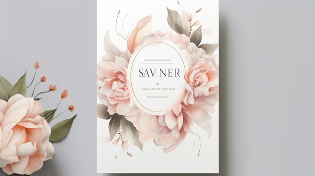 Photo free psd wedding floral invitation template