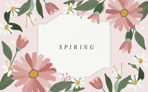 Free realistic lovely spring floral frame design