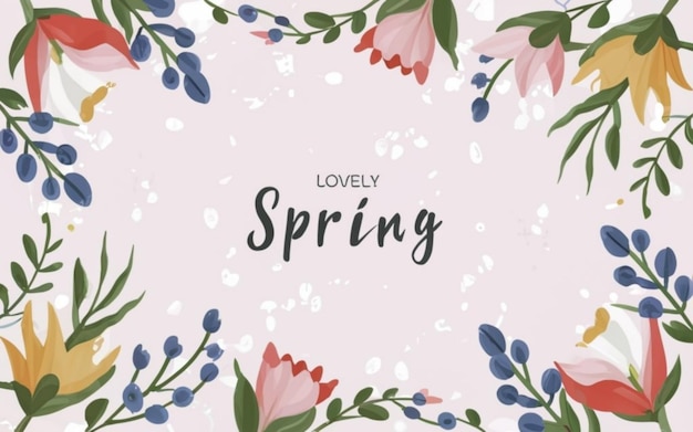 Free realistic lovely spring floral frame design