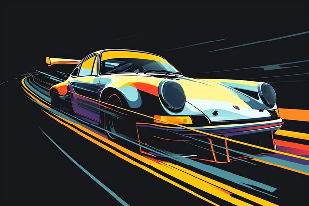 Free retro vector sports car cartoon vector illustration sports car t shirt design background