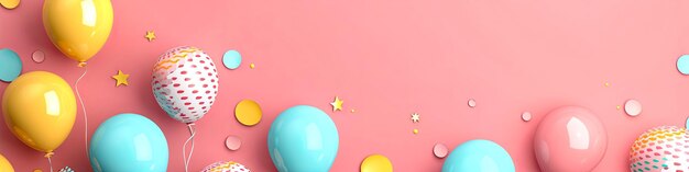 free space on the left corner for title banner with a colorful balloons