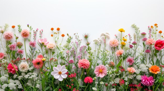 free space for title banner with a border of various flowers arranged in a row