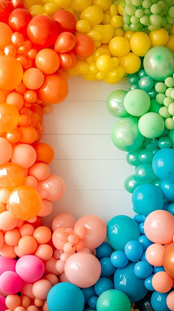 free space on the upper corner for title banner with a colorful balloons