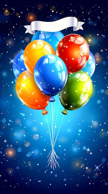 Photo free space on the upper corner for title banner with a colorful balloons