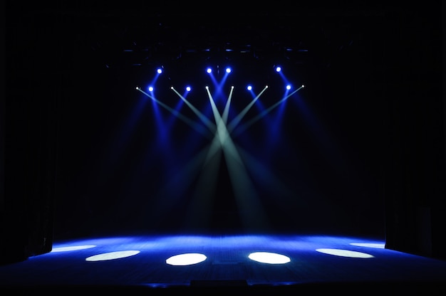 Photo free stage with lights, lighting devices. background.