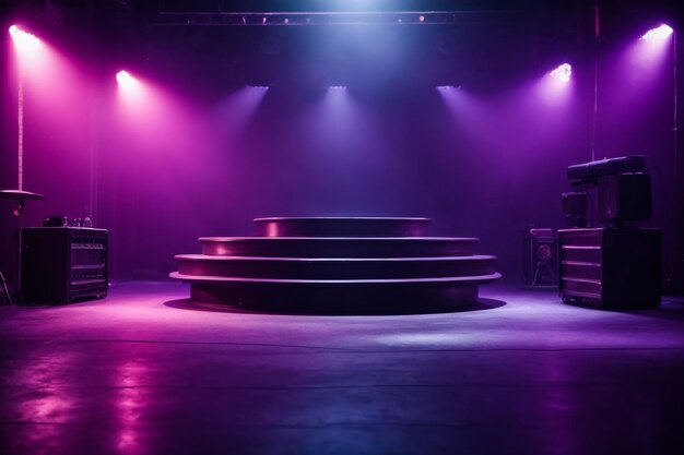 Free stage with lights lighting devices