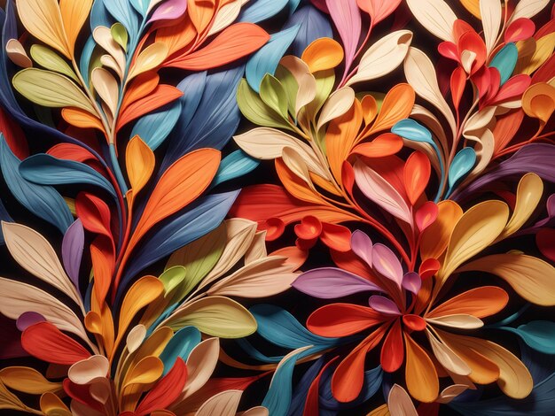 フリーストック写真 アブストラクト 葉と花を形成する多色のイラスト
