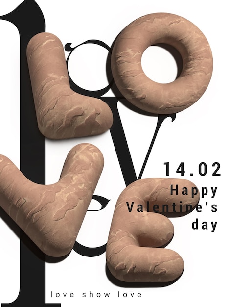 Foto modello di poster verticale di san valentino 3d vettoriale gratuito