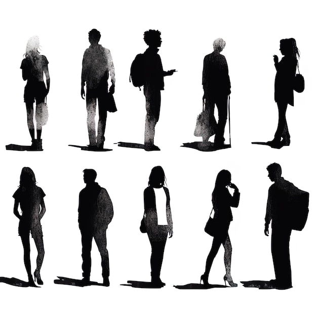 Free vector adult people silhouettes background