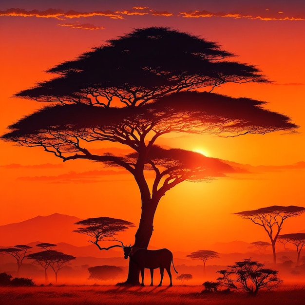 Free vector african landscape poster