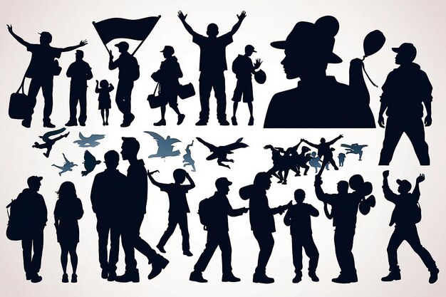 Free vector background of silhouettes with watercolor stains of the youth day