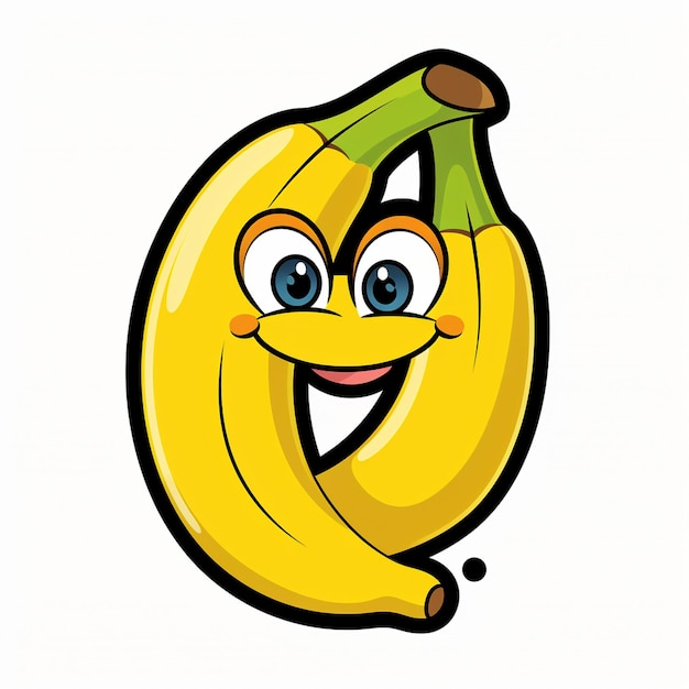 Free vector bananas cartoon sticker on white background