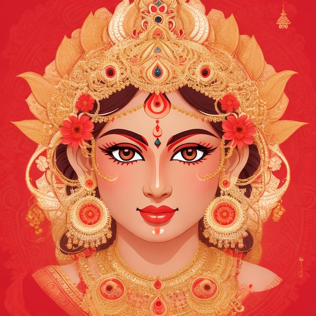 Photo free vector beautiful decorative happy durga puja