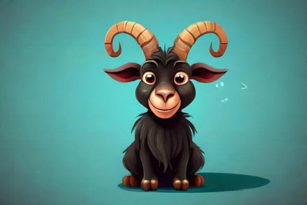 Free vector black goat cartoon character