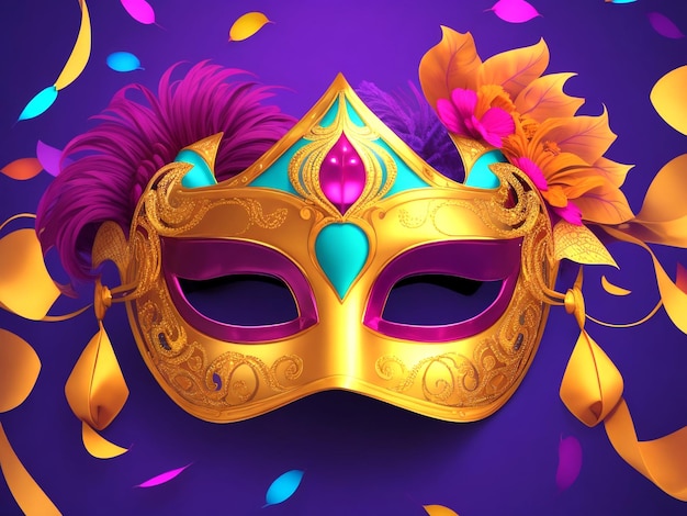 Free vector bright carnival mask with blurred background