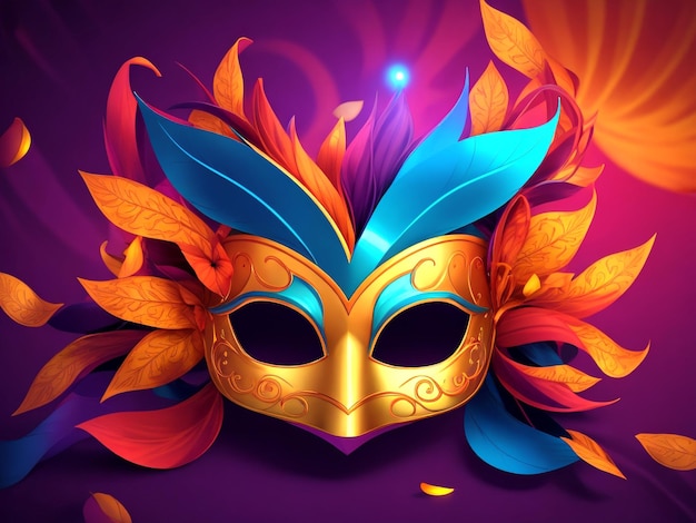 Free vector bright carnival mask with blurred background