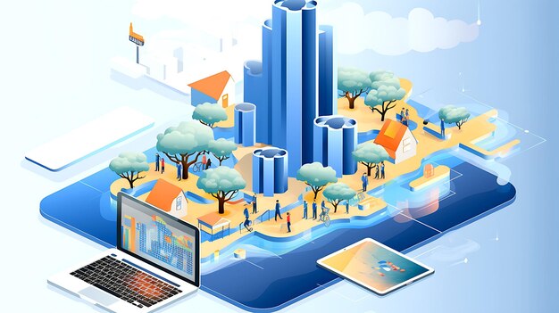 Photo free vector business analysis technology concept isometric vector illustration process working with big database