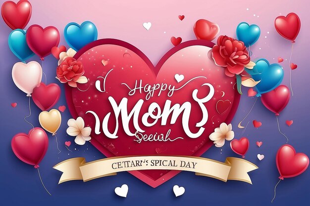 Free vector celebrate moms special day with lovely heart background