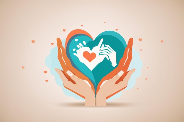 Free vector charity logo hands supporting heart