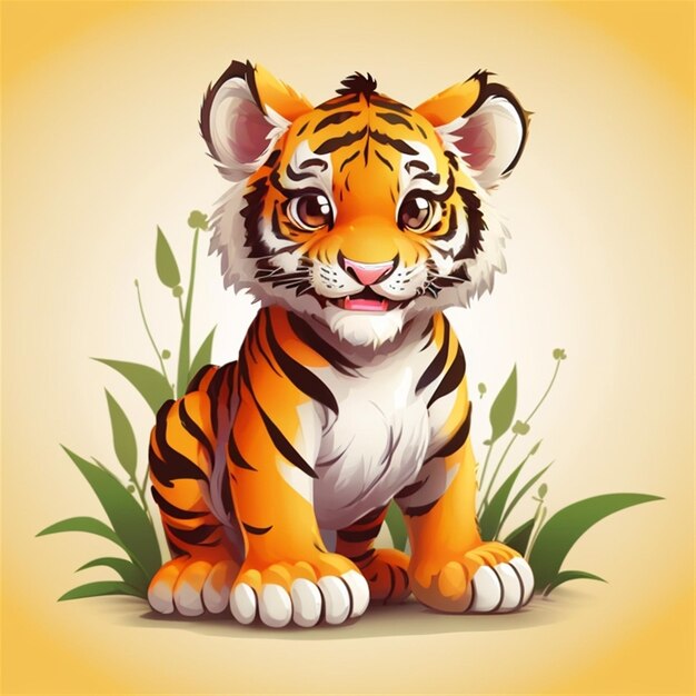 Free vector cheerful tiger cub vector illustration