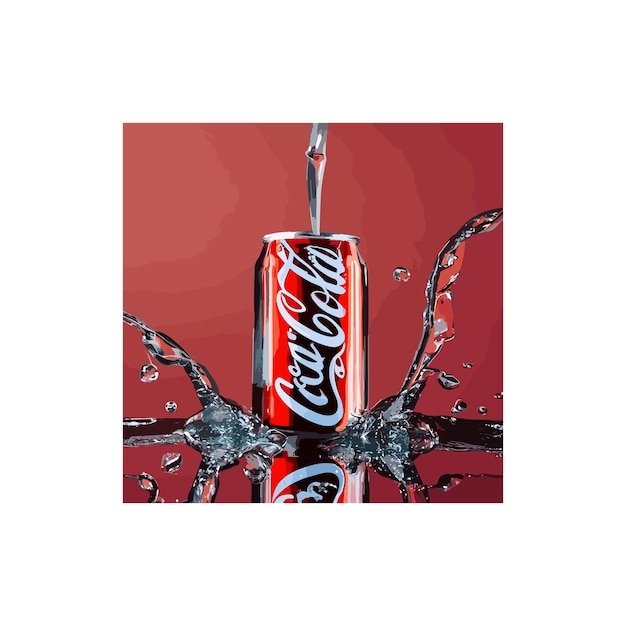 Photo free vector of coca cola with water mirror background