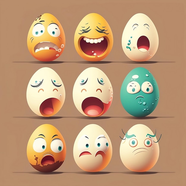 Free vector egg expressions on white background