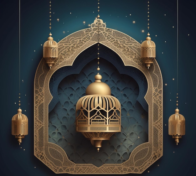 Free Vector eid mubarak arabic islamic elegant luxury Generative AI