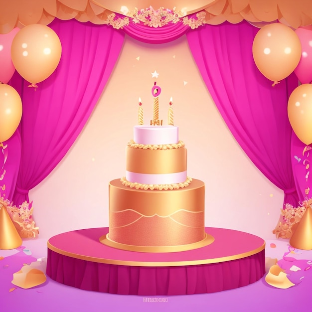 Free vector elegant birthday background with realistic podium