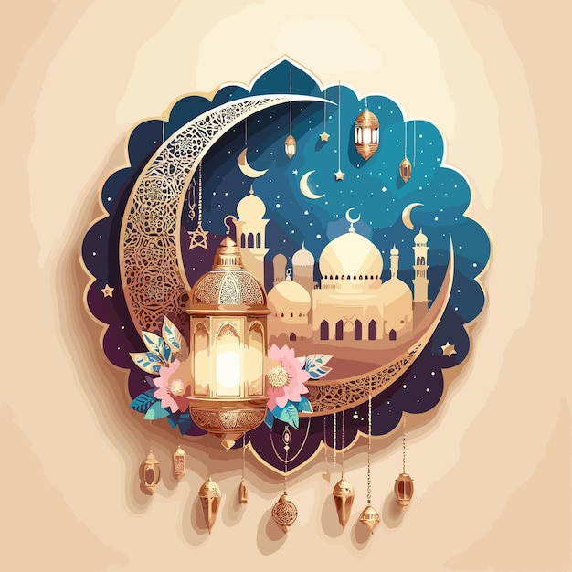 Free vector elegant ramadan kareem decorative festival card