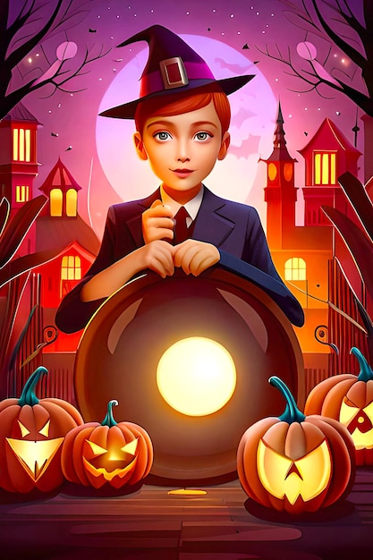 Free vector Festive Halloween celebration party poster template with jacko'lanterns