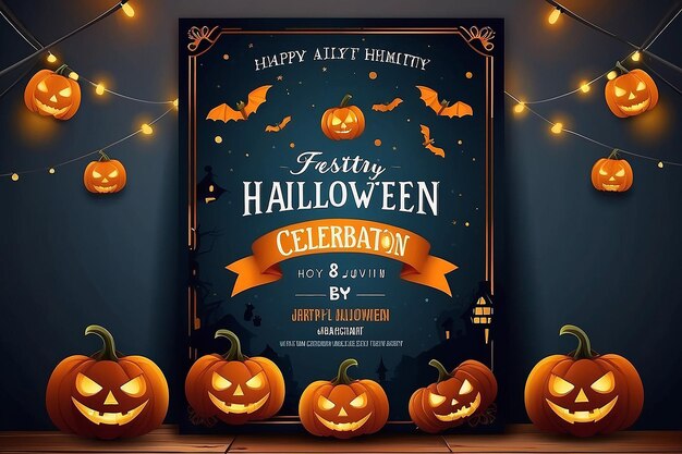 Foto modello di poster di festa di halloween con jackolanterns