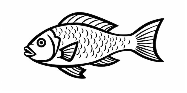 Free vector fish in doodle simple style on white background