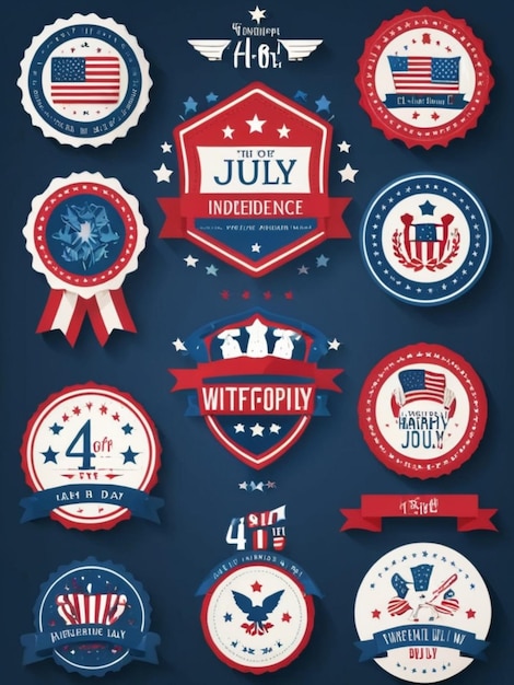 Photo free vector flat 4th of july independence day label collection