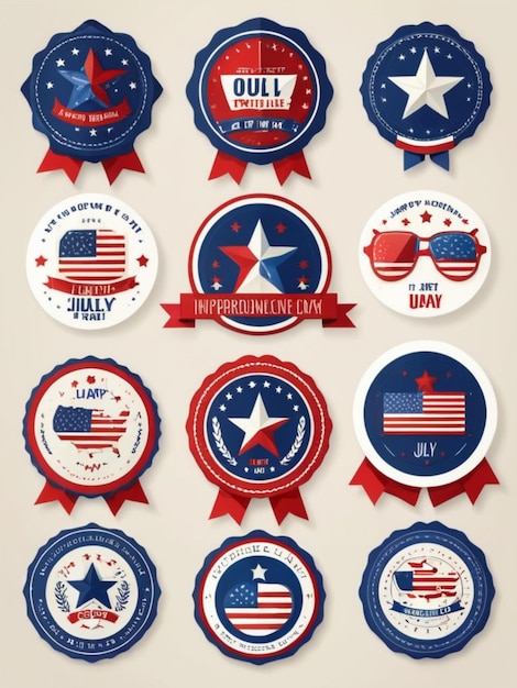 Photo free vector flat 4th of july independence day label collection