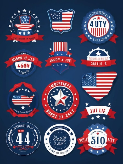 Free vector flat 4th of july independence day label collection