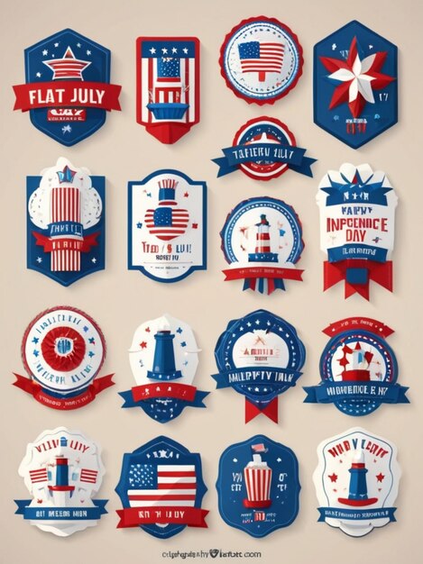 Photo free vector flat 4th of july independence day label collection