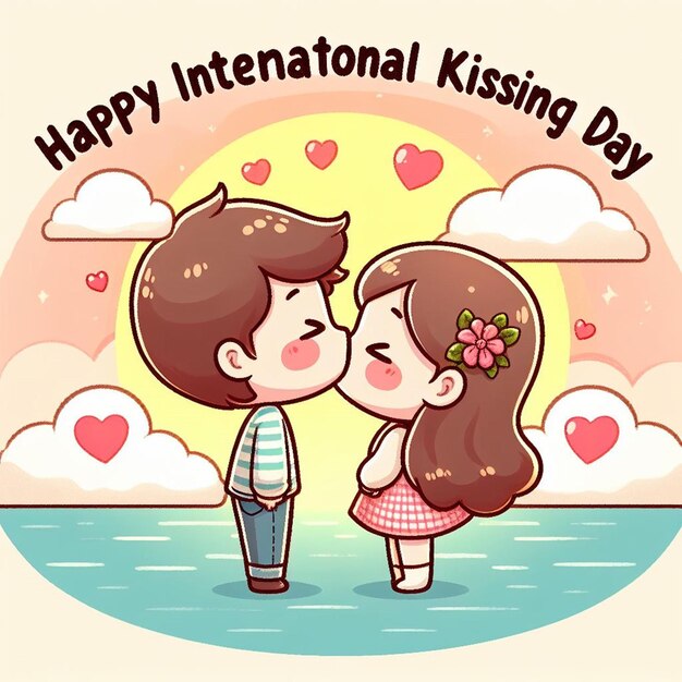 Photo free vector flat international kissing day illustration with couple