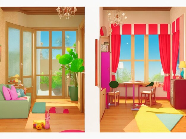 Four scenes of rooms in the house Royalty Free Vector Image