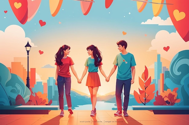 Free vector friendship day background with couple